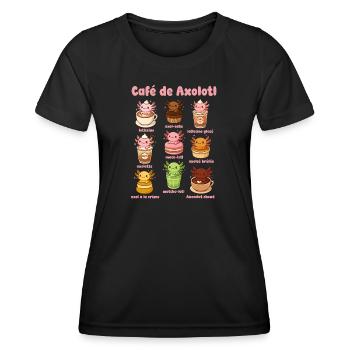  Café De Axolotl Niedliches - Frauen Funktions-T-Shirt - Schwarz - Vorne - AI Model Female 172 light (172cm)
