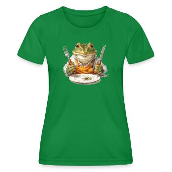 Cuisinier grenouille avec fourchette et couteau - T-shirt sport Femme - vert - Devant - AI Model Female 172 dark (172cm)