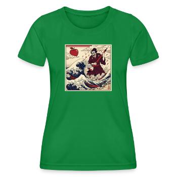 F Notes du professeur samouraï Vague de tsunami - T-shirt sport Femme - vert - Devant - AI Model Female 172 dark (172cm)