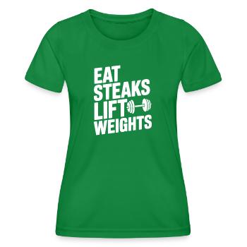 Mangez des steaks, soulevez des poids - T-shirt sport Femme - vert - Devant - AI Model Female 172 dark (172cm)
