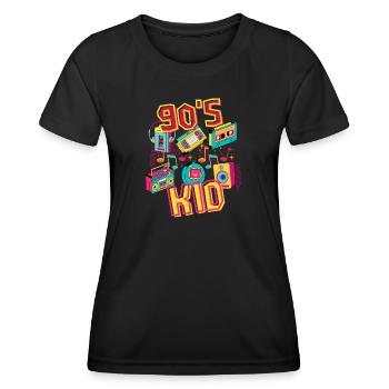 90s Kid – ein Retro-T-Shirt für Fans der 90er. - Frauen Funktions-T-Shirt - Schwarz - Vorne - AI Model Female 172 light (172cm)