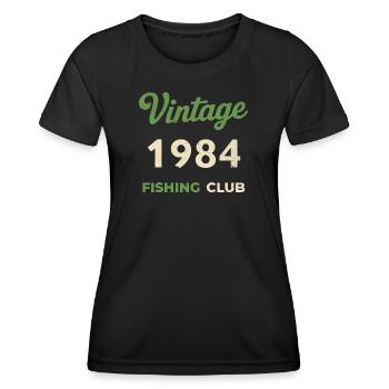 Vintage 1984 – Fishing Club Retro Birth Year - Women's Functional T-Shirt - black - Front - AI Model Female 172 light (172cm)