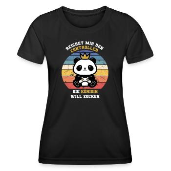 Königin will zocken - Frauen Funktions-T-Shirt - Schwarz - Vorne - AI Model Female 172 light (172cm)