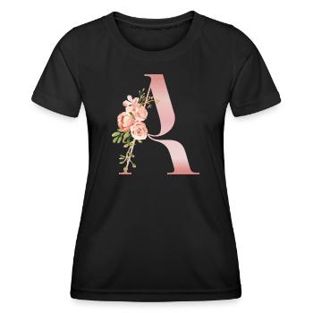 Monogramm Ein Pastellblume - Frauen Funktions-T-Shirt - Schwarz - Vorne - AI Model Female 172 light (172cm)