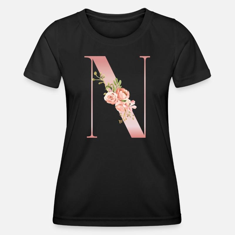 Drop Cap N Floral Soft Pink - Women's Functional T-Shirt - black