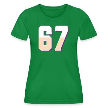 6 7 – Trendy minimalist text design, - Women's Functional T-Shirt - kelly green - Front - AI Model Female 172 dark (172cm)