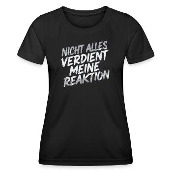 Aucune réaction - je m’en fiche - T-shirt sport Femme - noir - Devant - AI Model Female 172 light (172cm)