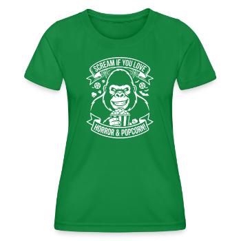 Schrei Gorilla Popcorn Design - Frauen Funktions-T-Shirt - Kelly Green - Vorne - AI Model Female 172 dark (172cm)