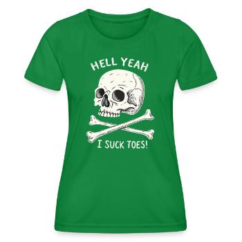 Fétichisme des orteils du crâne et des os - T-shirt sport Femme - vert - Devant - AI Model Female 172 dark (172cm)