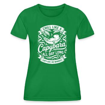 Capybara Chilling All Day - Women's Functional T-Shirt - kelly green - Front - AI Model Female 172 dark (172cm)