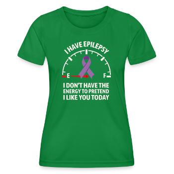 Epilepsy Awareness Energy Gauge Ribbon - Women's Functional T-Shirt - kelly green - Front - AI Model Female 172 dark (172cm)