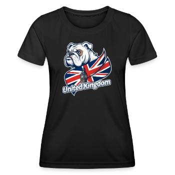 Bouledogue avec drapeau britannique et Big Ben - T-shirt sport Femme - noir - Devant - AI Model Female 172 light (172cm)