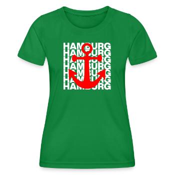 HAMBURG ANKER ROT, HAFEN, MOIN, HH, NORDDEUTSCH - Frauen Funktions-T-Shirt - Kelly Green - Vorne - AI Model Female 172 dark (172cm)