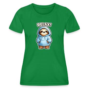 Relax Sloth Hoodie - Frauen Funktions-T-Shirt - Kelly Green - Vorne - AI Model Female 172 dark (172cm)