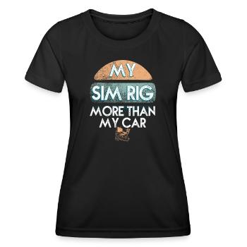 Mon Sim Rig Plus Que ma Voiture - T-shirt sport Femme - noir - Devant - AI Model Female 172 light (172cm)