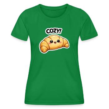Kuscheliges Croissant-Kawaii - Frauen Funktions-T-Shirt - Kelly Green - Vorne - AI Model Female 172 dark (172cm)