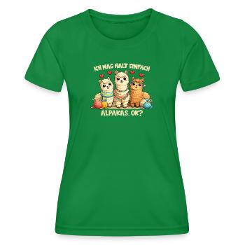 Motif comique d’alpagas avec cœur et dicton drôle - T-shirt sport Femme - vert - Devant - AI Model Female 172 dark (172cm)