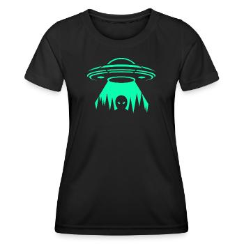 UFO-Neon-Entführung - Frauen Funktions-T-Shirt - Schwarz - Vorne - AI Model Female 172 light (172cm)
