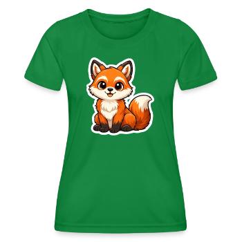 Niedlicher Fuchs Motiv im Cartoon Stil  - Frauen Funktions-T-Shirt - Kelly Green - Vorne - AI Model Female 172 dark (172cm)