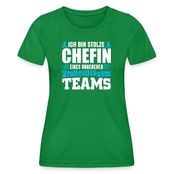 Patron fier Patron Madame Chef de département Chef d’équipe - T-shirt sport Femme - vert - Devant - AI Model Female 172 dark (172cm)