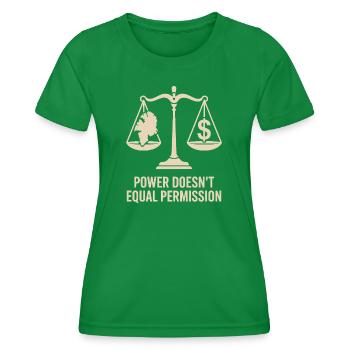 Le pouvoir de protestation de la souveraineté au Groenland n’est pas égal à P - T-shirt sport Femme - vert - Devant - AI Model Female 172 dark (172cm)