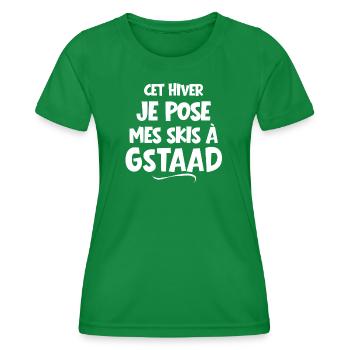 station de ski, skier, Gstaad - T-shirt sport Femme - vert - Devant - AI Model Female 172 dark (172cm)