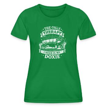 Dackel Die einzige Therapie, die ich brauche, ist mein Doxie Hund - Frauen Funktions-T-Shirt - Kelly Green - Vorne - AI Model Female 172 dark (172cm)