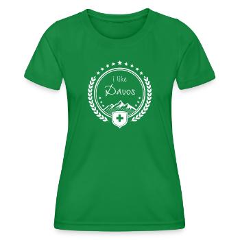i like DAVOS - Ski resort - Women's Functional T-Shirt - kelly green - Front - AI Model Female 172 dark (172cm)