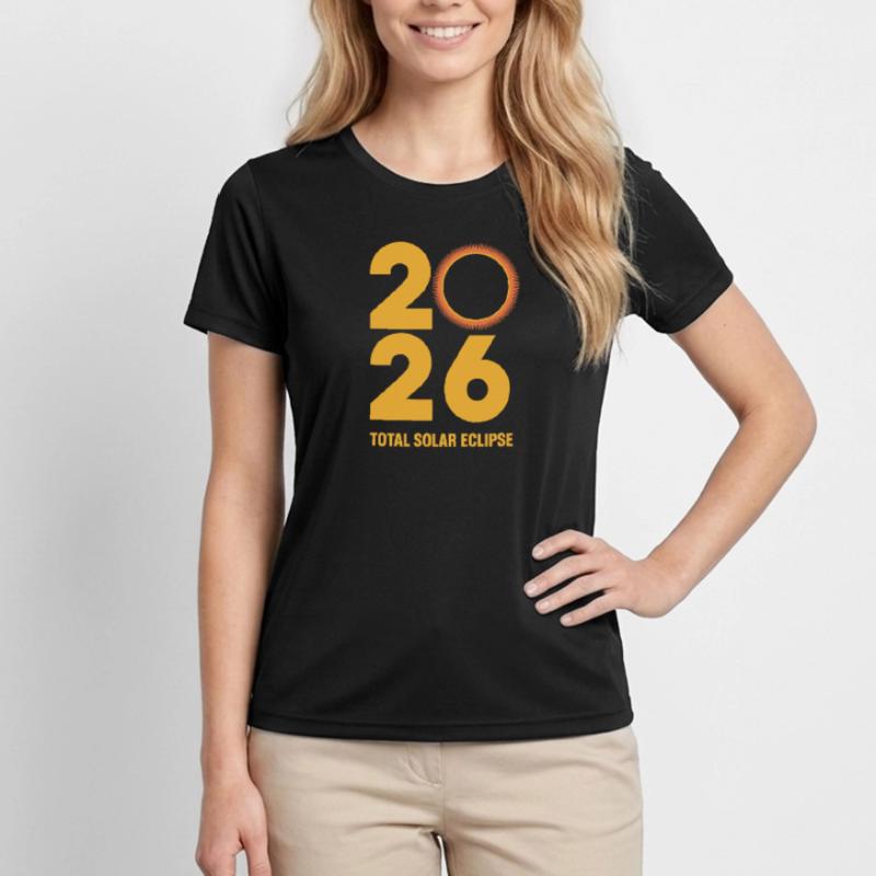 2026 Total Solar Eclipse Path Retro Women's Functional T-Shirt