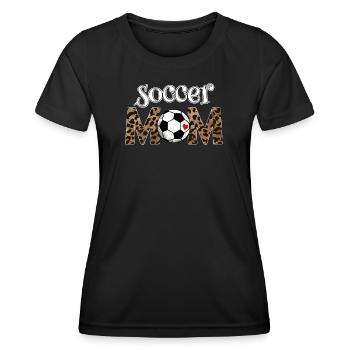 Women's Leopard Soccer MOM Shirt - Women's Functional T-Shirt - black - Front - AI Model Female 172 light (172cm)