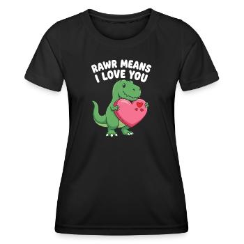 Rawr signifie « Je t’aime » Mignon dinosaure T-Rex - T-shirt sport Femme - noir - Devant - AI Model Female 172 light (172cm)
