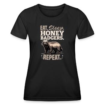 Blaireau drôle - T-shirt sport Femme - noir - Devant - AI Model Female 172 light (172cm)