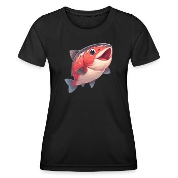 Saumon Saumon - T-shirt sport Femme - noir - Devant - AI Model Female 172 light (172cm)