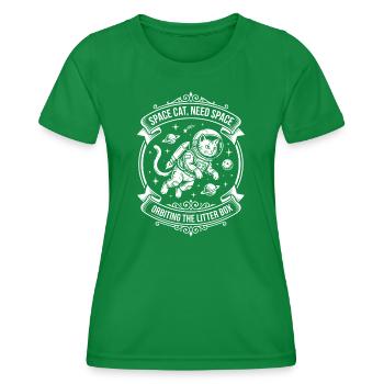 Space Cat – Need Space - Frauen Funktions-T-Shirt - Kelly Green - Vorne - AI Model Female 172 dark (172cm)