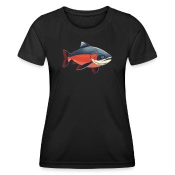 Saumon Saumon - T-shirt sport Femme - noir - Devant - AI Model Female 172 light (172cm)