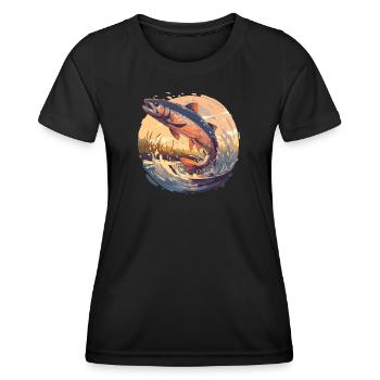 Saumon Saumon - T-shirt sport Femme - noir - Devant - AI Model Female 172 light (172cm)