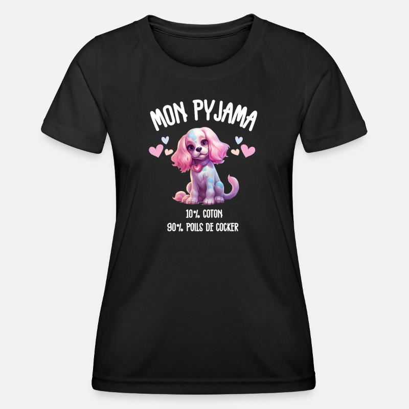 Funny Cocker Spaniel Dog Pajamas - Women's Functional T-Shirt - black