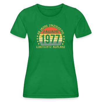 49. Geburtstag Mann Frau 49 Jahre 1977 Geburtstags - Frauen Funktions-T-Shirt - Kelly Green - Vorne - AI Model Female 172 dark (172cm)
