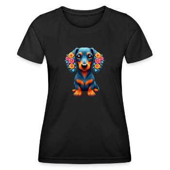 Dackel Dachshund Tekel - Frauen Funktions-T-Shirt - Schwarz - Vorne - AI Model Female 172 light (172cm)