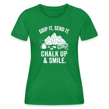 Grip It, Send It, Smile - Women's Functional T-Shirt - kelly green - Front - AI Model Female 172 dark (172cm)