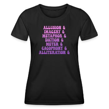 Literary Devices Montage - Women's Functional T-Shirt - black - Front - AI Model Female 172 light (172cm)