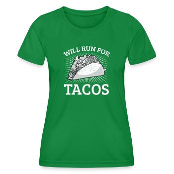 Un marathonien courra pour les tacos - T-shirt sport Femme - vert - Devant - AI Model Female 172 dark (172cm)
