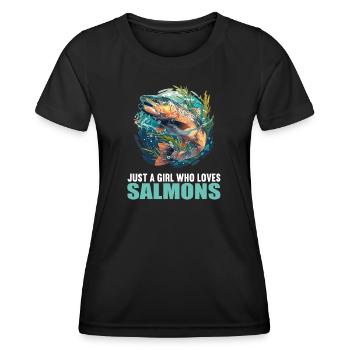 Saumon Saumon - T-shirt sport Femme - noir - Devant - AI Model Female 172 light (172cm)