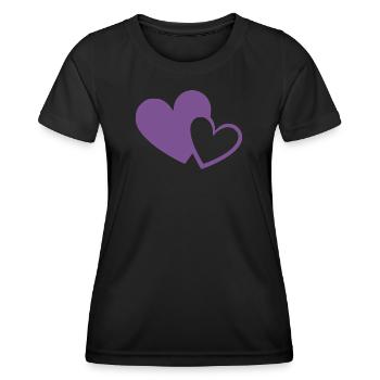 violet heart two violet hearts gift - Women's Functional T-Shirt - black - Front - AI Model Female 172 light (172cm)