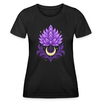 Distel Mond Symbol - Florales Naturmotiv - Frauen Funktions-T-Shirt - Schwarz - Vorne - AI Model Female 172 light (172cm)
