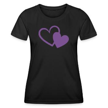 violet heart two violet hearts gift - Women's Functional T-Shirt - black - Front - AI Model Female 172 light (172cm)