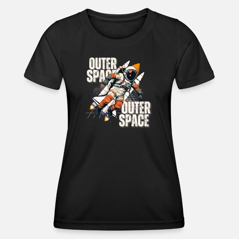 Astronaut in rocket jump - Women's Functional T-Shirt - black