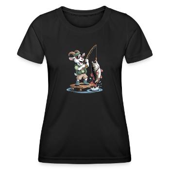 Chèvre de pêche amusante avec une grosse prise de poisson - T-shirt sport Femme - noir - Devant - AI Model Female 172 light (172cm)
