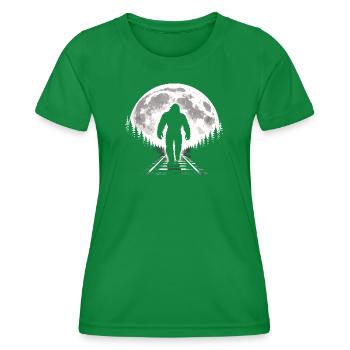 Bigfoot on railroad tracks - Women's Functional T-Shirt - kelly green - Front - AI Model Female 172 dark (172cm)