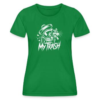 Aggressive Ratte im Mülleimer – My Trash Fun - Frauen Funktions-T-Shirt - Kelly Green - Vorne - AI Model Female 172 dark (172cm)